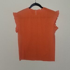 Orange Ruffle Sleeve Women's Top